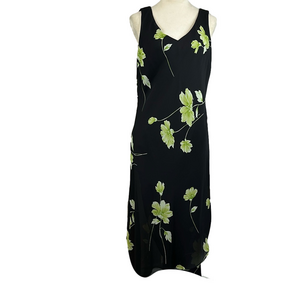 STUDIO I Women's Black/Green Sleeveless Maxi Dress Fully Lined Size 16